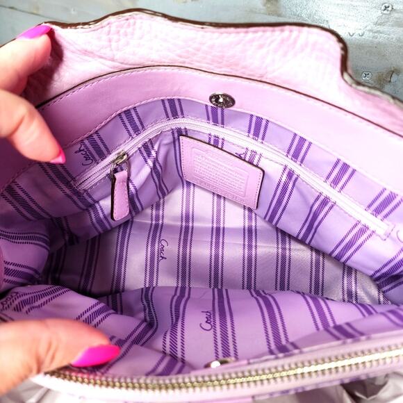 Coach Penelope Leather Satchel Handbag Lilac Purple Leather Bag Silver Hardware - Picture 5 of 15